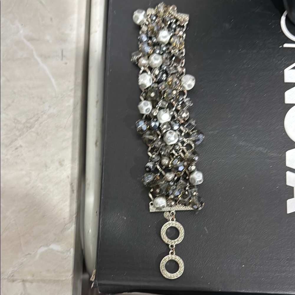 Elegant Silver and Black Beaded Bracelet